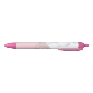 Elegant girale roos goud glitter witte marmer roze zwarte inkt pen