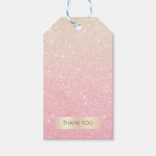 Elegant girale roos goudglitter cadeaulabel