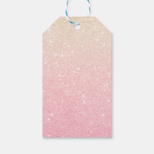 Elegant  girale roos goudglitter cadeaulabel (Achterkant)
