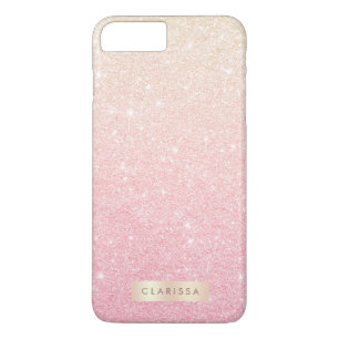 Elegant  girale roos goudglitter 	iPhone 8/7 plus hoesje
