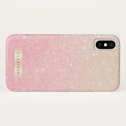 Elegant  girale roos goudglitter Case-Mate iPhone case (Achterkant (horizontaal))
