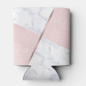 Elegant girale roos goudglitter en witte marmer blikjeskoeler (Achterkant)