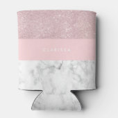 Elegant girale roos goudglitter en witte marmer blikjeskoeler (Achterkant)