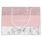 Elegant girale roos goudglitter en witte marmer groot cadeauzakje (Voorkant)