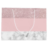 Elegant girale roos goudglitter en witte marmer groot cadeauzakje (Achterkant)