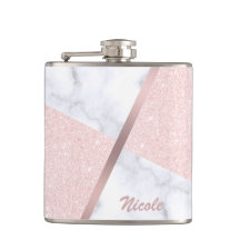 Elegant girale roos goudglitter en witte marmer