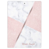 Elegant girale roos goudglitter en witte marmer klembord (Achterkant)