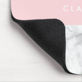 Elegant girale roos goudglitter en witte marmer muismat (Hoek)