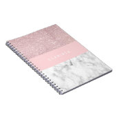 Elegant girale roos goudglitter en witte marmer notitieboek (Rechterzijde)