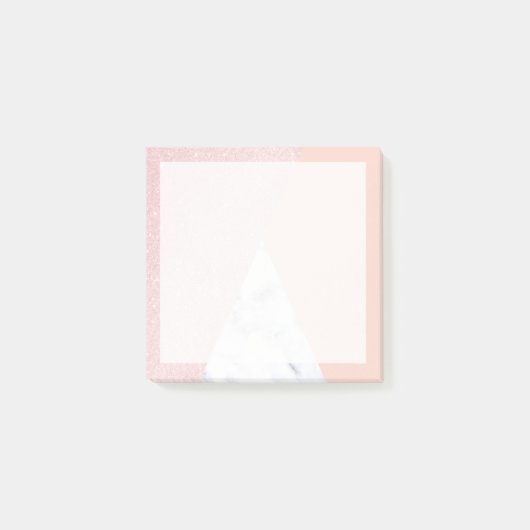 Elegant girale roos goudglitter en witte marmer post-it® notes (Voorkant)
