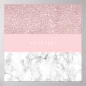 Elegant girale roos goudglitter en witte marmer poster (Voorkant)