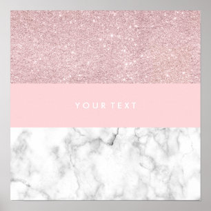 Elegant girale roos goudglitter en witte marmer poster