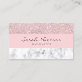 Elegant girale roos goudglitter en witte marmer visitekaartje