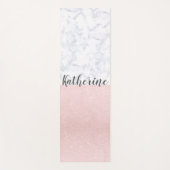 Elegant girale roos goudglitter en witte marmer yogamat (Voorkant)
