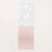 Elegant girale roos goudglitter en witte marmer yogamat (Achterkant)