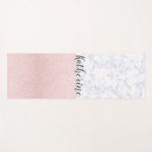 Elegant girale roos goudglitter en witte marmer yogamat (Voorkant (horizontaal))