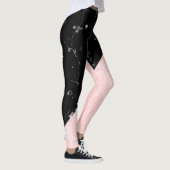 Elegant girale roos goudglitter en zwarte marmer leggings (Rechts)