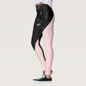Elegant girale roos goudglitter en zwarte marmer leggings (Links)