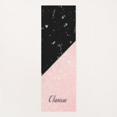 Elegant girale roos goudglitter en zwarte marmer yogamat (Voorkant)