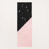 Elegant girale roos goudglitter en zwarte marmer yogamat (Achterkant)