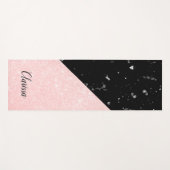 Elegant girale roos goudglitter en zwarte marmer yogamat (Voorkant (horizontaal))