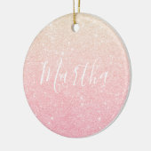 Elegant  girale roos goudglitter keramisch ornament (Links)