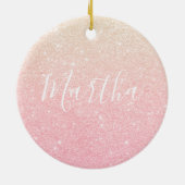 Elegant  girale roos goudglitter keramisch ornament (Achterkant)