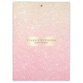 Elegant  girale roos goudglitter klembord (Achterkant)