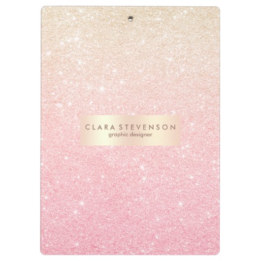 Elegant  girale roos goudglitter klembord (Achterkant)