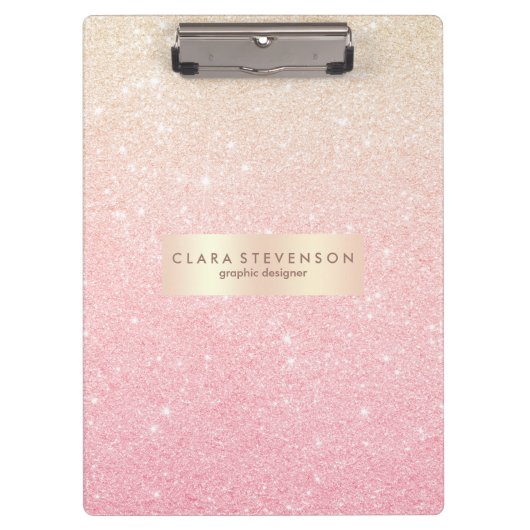 Elegant  girale roos goudglitter klembord (Voorkant)