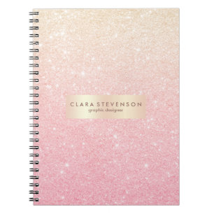 Elegant  girale roos goudglitter notitieboek