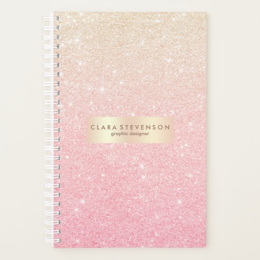 Elegant  girale roos goudglitter planner (Voorkant)