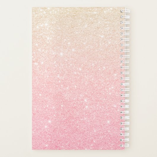 Elegant  girale roos goudglitter planner (Achterkant)