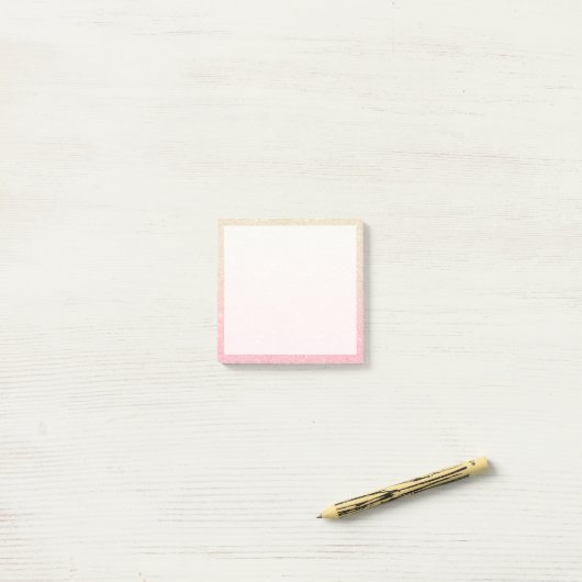 Elegant girale roos goudglitter post-it® notes (Op bureau)