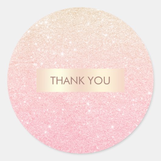 Elegant girale roos goudglitter ronde sticker (Voorkant)