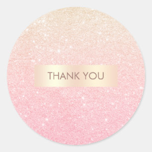 Elegant  girale roos goudglitter ronde sticker