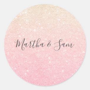 Elegant  girale roos goudglitter ronde sticker