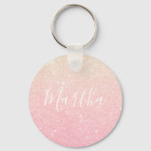 Elegant  girale roos goudglitter sleutelhanger (Voorkant)