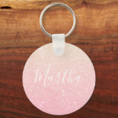 Elegant  girale roos goudglitter sleutelhanger (Voorkant)
