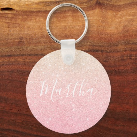 Elegant  girale roos goudglitter sleutelhanger (Voorkant)
