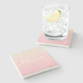 Elegant  girale roos goudglitter stenen onderzetter (Zijkant)