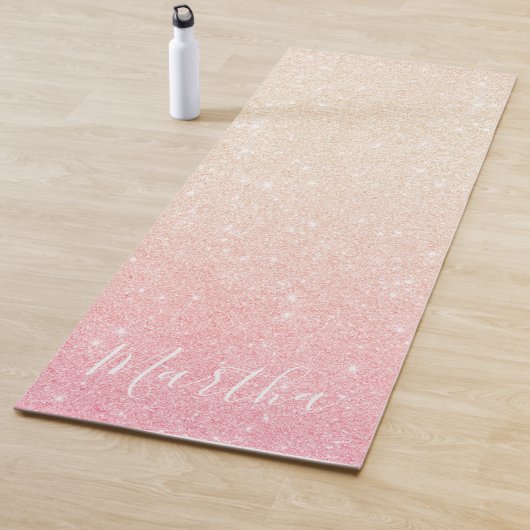 Elegant  girale roos goudglitter yogamat (In situ)