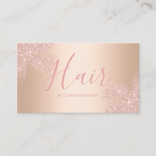 Elegant girale roos goudhandpalmhaar visitekaartje (Voorkant)