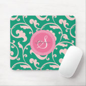 Elegant girale roze roze bloemmonogram muismat (Met muis)