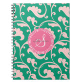 Elegant girale roze roze bloemmonogram notitieboek (Voorkant)