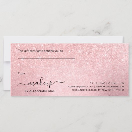 Elegant girale roze roze roos goudglitter make-up  (Achterkant)