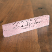 Elegant girale roze roze roos goudglitter make-up naambordje (Zijkant)