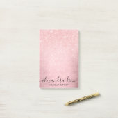 Elegant girale roze roze roos goudglitter make-up post-it® notes (Op bureau)