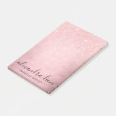 Elegant girale roze roze roos goudglitter make-up post-it® notes (Schuin)