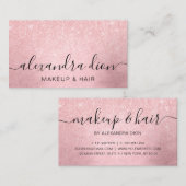 Elegant girale roze roze roos goudglitter make-up visitekaartje (Voorkant / Achterkant)